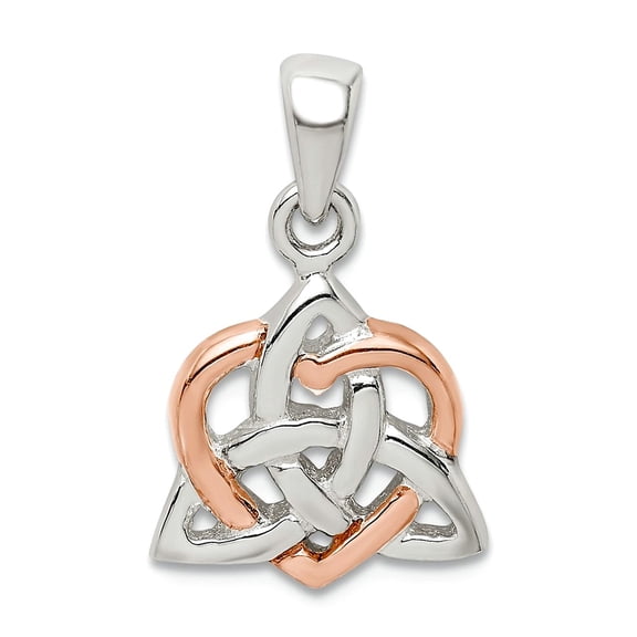 925 Sterling Silver and Rose Tone Love Heart Pendant Necklace 15.45x12.35mm Wide Pendant for Women
