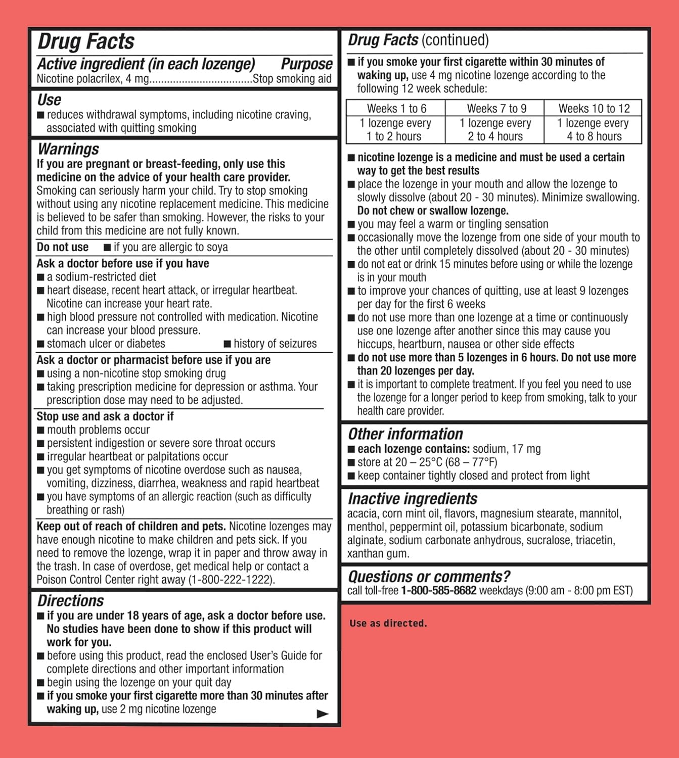 Habitrol Nicotine Lozenges 4mg Mint Flavor, Stop Smoking Aid, 24 Count