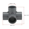 thumbnail image 2 of Conector de tubo de PVC de 4 vías, grado de muebles, accesorios de esquina en tamaño de 1 pulgada, color gris, 5 piezas, 2 of 3