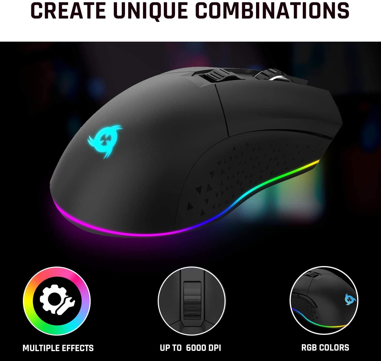 KLIM Blaze Rechargeable Wireless Gaming Mouse RGB New 2023 - High-Precision  Sensor and Long-Lasting Battery - 7 Customizable Buttons - Up to 6000 DPI