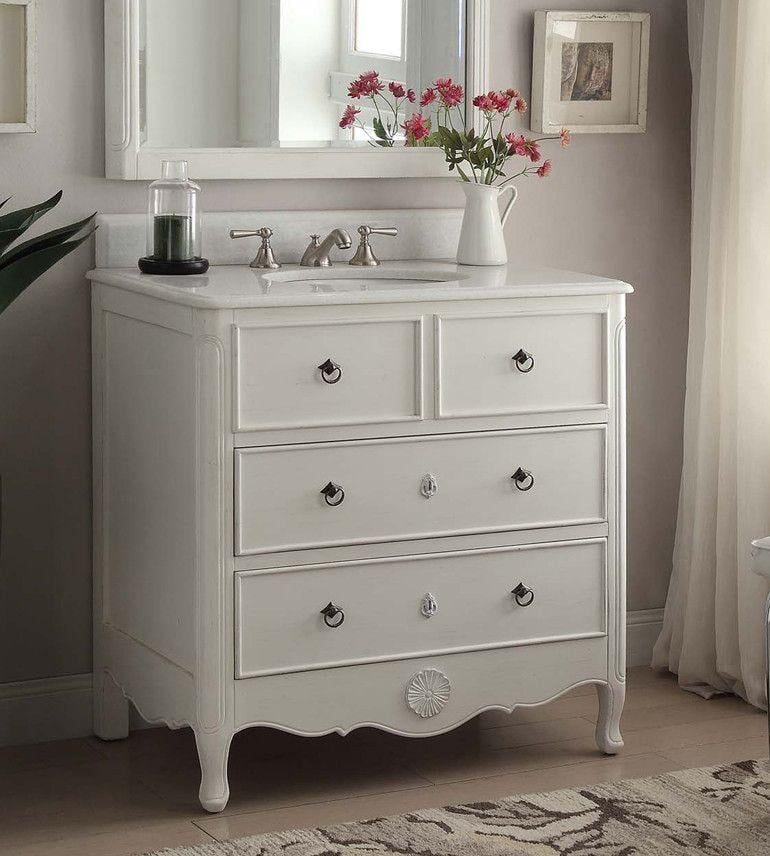 34 Benton Collection Antique White Daleville Bathroom Cabinet Vanity Hf 081aw Bs Com - Old Fashioned Bathroom Cabinet
