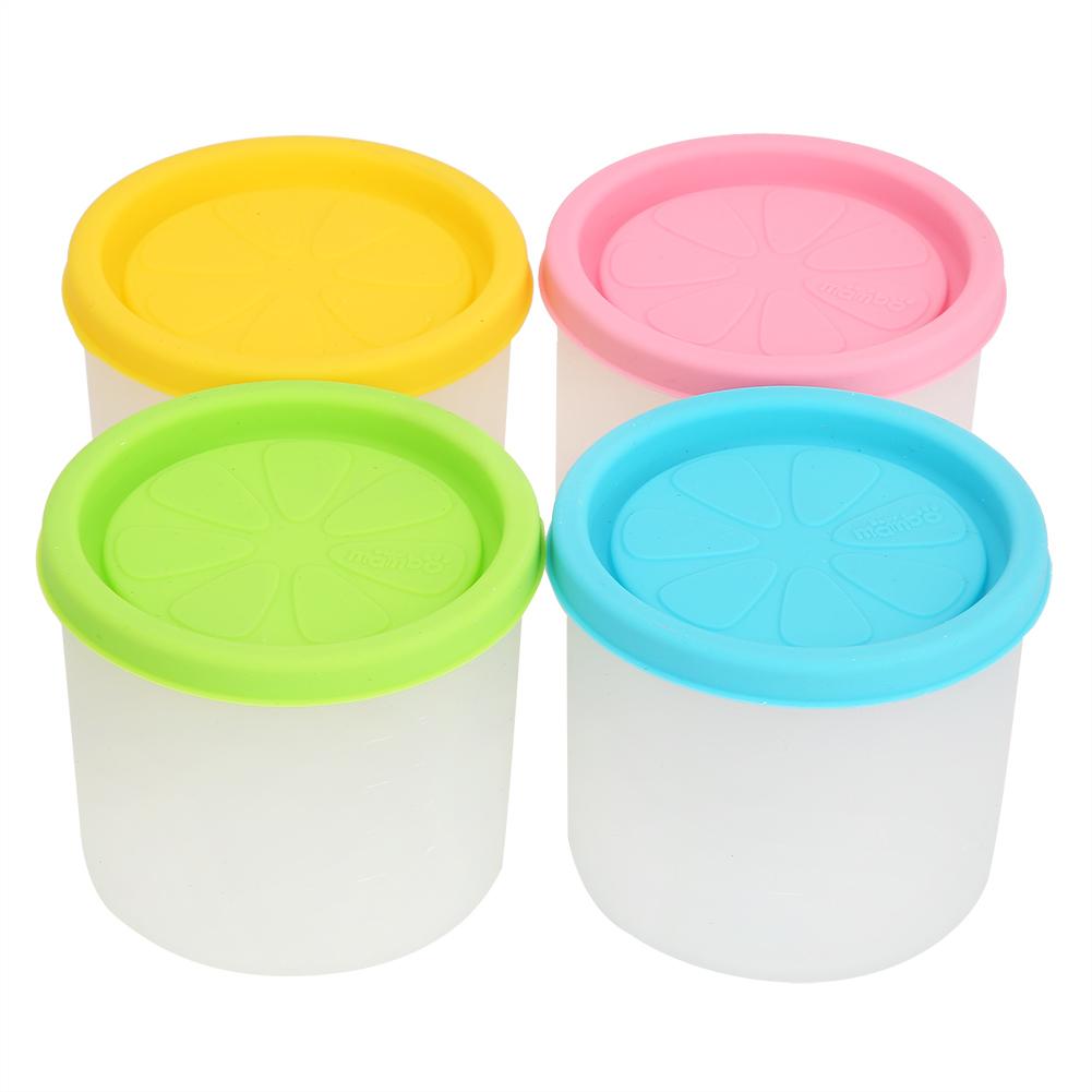 Mgaxyff 4Pcs/Set Silicone Juice Food Storage Cup Box Containers for