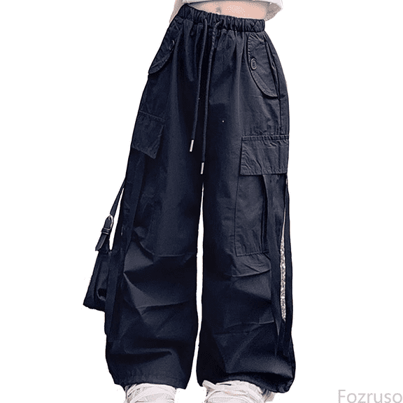 Fozruso Girls Fleece Casual Sweatpants Girls' Vintage Fashion With Pockets Cargo Pants Solid Color Streetwear For 4 14 Years Sizes 4-5 Years