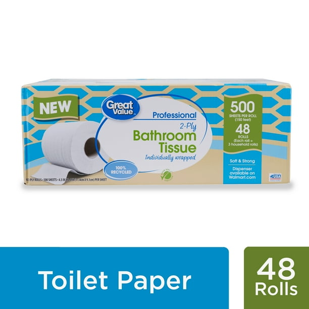 Great Value Professional 2Ply Bathroom Tissue, Individually Wrapped