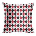 thumbnail image 1 of BOSDECO Colorful Cute Red and Black Argyle White Diamond Pattern Pillow Case Pillow Cover 16x16 inch, 1 of 1