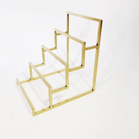 RY DISPLAY Wallet Display Stand Holder Jewelry Display Riser Shelf Showcase Fixtures (Stainless Steel Golden 4-Tier)