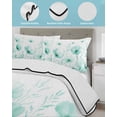 thumbnail image 4 of Quilts King Size, Teal Spring Floral Soft Comforter Bedding Set for Bed, Summer Botanical Watercolor Vintage Lightweight Quilted Bedspread with Pillow Cover(2 Pieces) for All Season, 96x106 Inch, 4 of 6