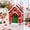 Christmas Gift Box E, variant on Christmas Magic House Gift Box Cottage Shaped Handle Packaging Gingerbread | Lidded Cardboard Container for Cookies Candy Small Presents Holiday Party Favor Storage Carrying Display Seasonal Treats