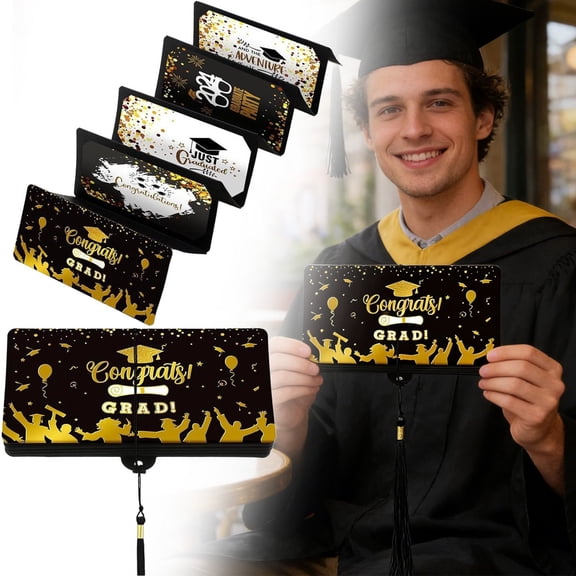 FENGGHAO 2026 Graduation Money Card Holder 10 Slot Wallet with Envelope Class of 2026 Card Gift Holder for College High School Grad