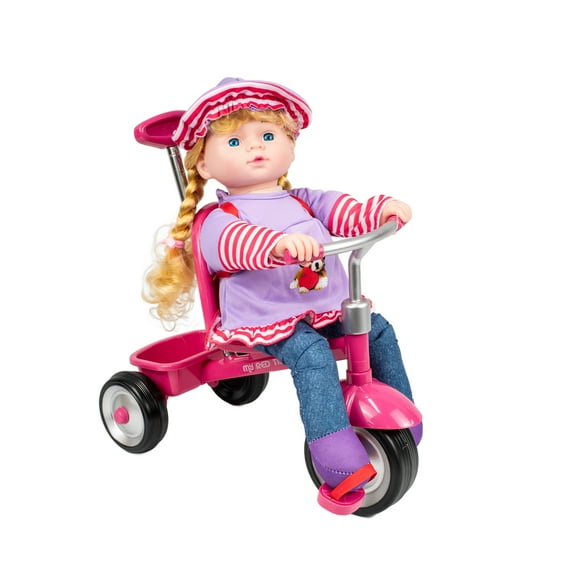 Kid Concepts 12" Baby Doll with Pink Tricycle, 2 Pieces
