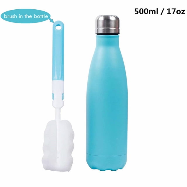 Bouteille d'Eau en Acier Inoxydable Isolée sous Vide à Double Paroi 17oz - Parfaite pour Sports Extérieurs Camping Randonnée Cyclisme +une Brosse de Nettoyage