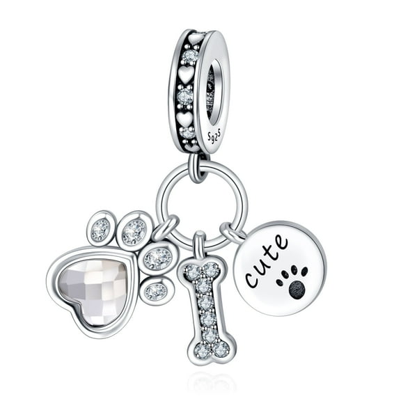 ROSIANNA 925 Sterling Silver Claw-Marked Bone Circular Character Plaque Dangle Charm