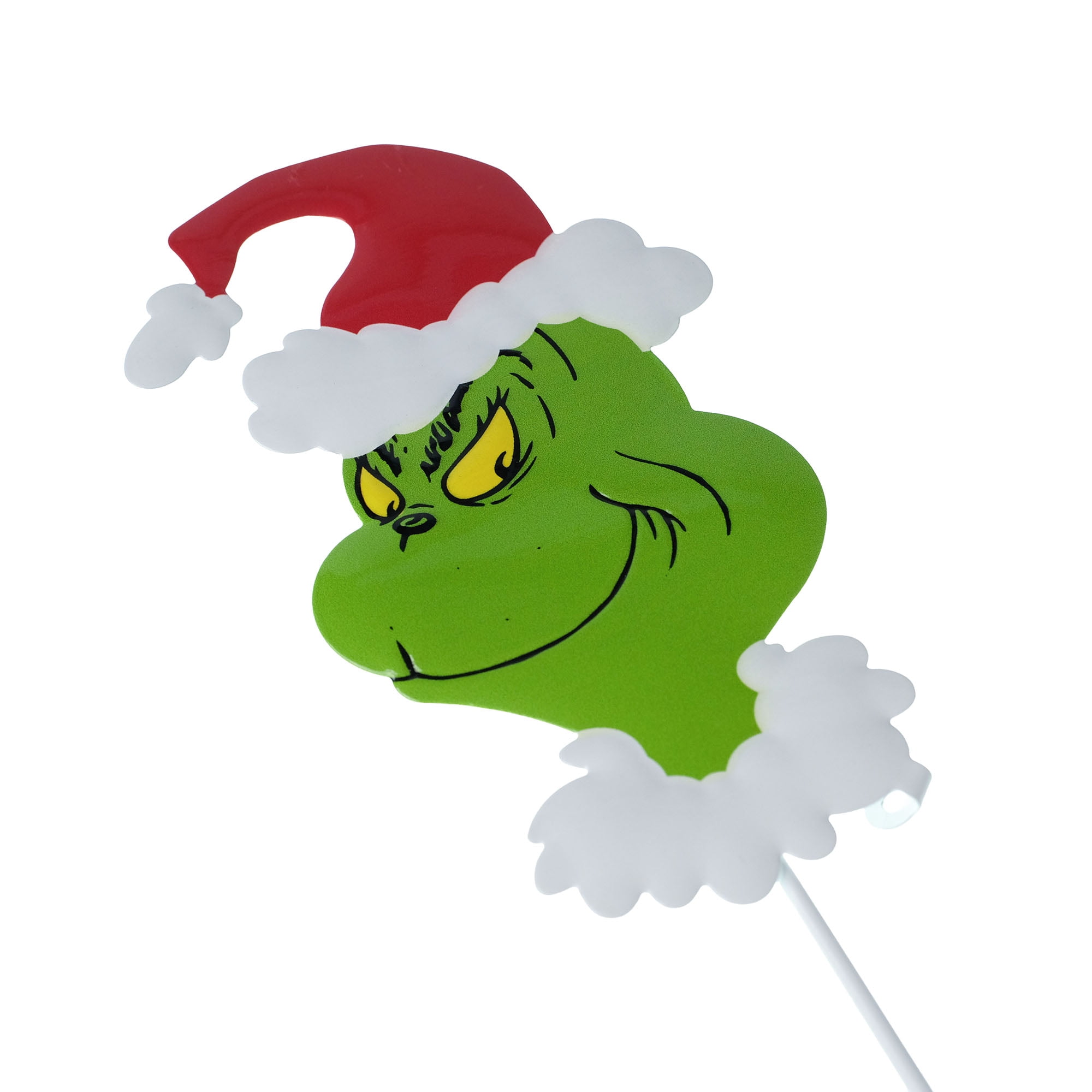 The Grinch Santa Hat Mini Tin Yard Stake – 15 Inch Holiday Outdoor Decoration