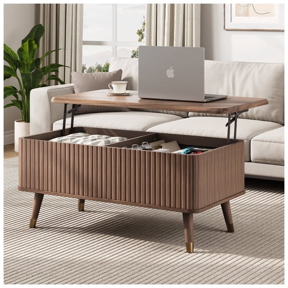 JOINICE Coffee Table with Lift Top and Hidden Storage,Mid Century Modern Wood Center Table,Small Rectangle Table for Living Room,Walnut