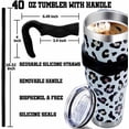 thumbnail image 2 of 40 Oz Tumbler with Handle and Silicone Straws,Coffee Insulated Tumbler with Handle,40 Oz White Leopard Water Bottles,Travel Mug with Handle, 2 of 6