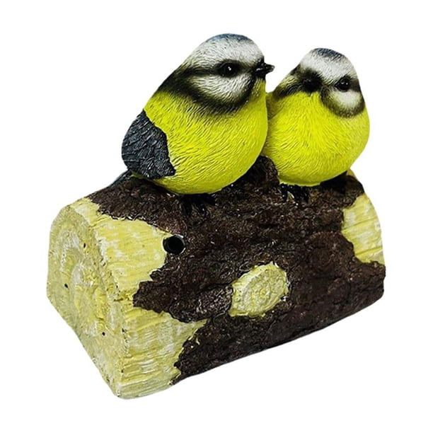 Estatua de pájaro para jardín, exterior, interior, césped, patio, pájaro amarillo doble