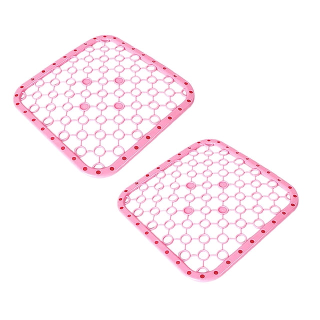 Oleegame 2PC Glass Bottle Plastic Kitchen Sink Protector Draining Mat Deluxe Anti-Slip Scratch Pink