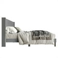 thumbnail image 5 of Home Design Odessa Twin Linen Upholstered Wingback Panel Bed Frame with Vertical Channel Tufting & Nailhead Trim, Gray, Easy Assembly, 5 of 12