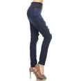 thumbnail image 4 of Women's Stretch Pull On Jeans Ripped Distressed Skinny Denim Jeggings Size Large / Dark Blue Wash, 4 of 5