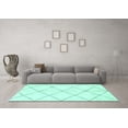 thumbnail image 3 of Ahgly Company Machine Washable Indoor Rectangle Solid Turquoise Blue Modern Area Rugs, 2' x 4', 3 of 4