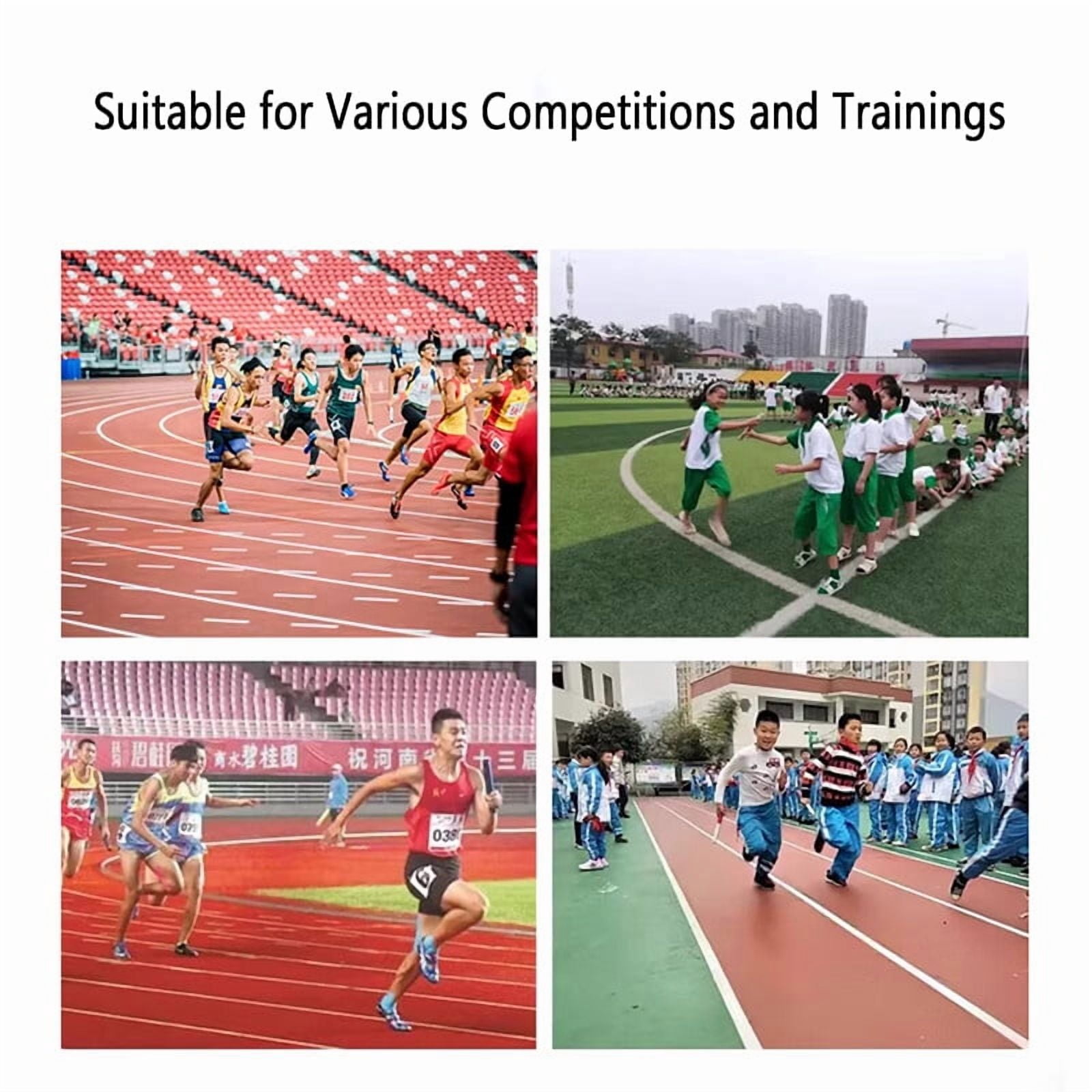 Seugxei 4-Pack Relay Batons, 30cm x 3cm PVC Track and Field Running Batons, Red & White