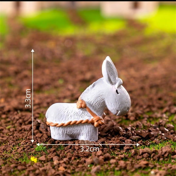 Xuewenshw Mini Donkey Figure Miniature Donkey Resin Donkey Ornament Resin Animal Statues Farm Animal Figurine For Cake Topper DIY Craft Micro Fairy Garden round Copper Tray with Handles