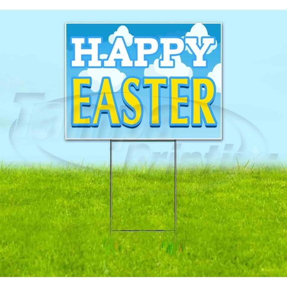 Happy Easter (18" x 24") Yard Sign, Includes Metal Step Stake