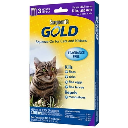 Sergeant's Gold Flea and Tick Squeeze-On Cat Over 5-Pound