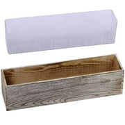 1 Pcs Wood Planter Box Rectangle Whitewashed Wooden Rectangular Planter Decorative Rustic Wooden Box with Inner Plastic Box - 17.3" L x 3.9" W x 3.9" H Floral Natural Centerpieces Rustic Wedding Decor