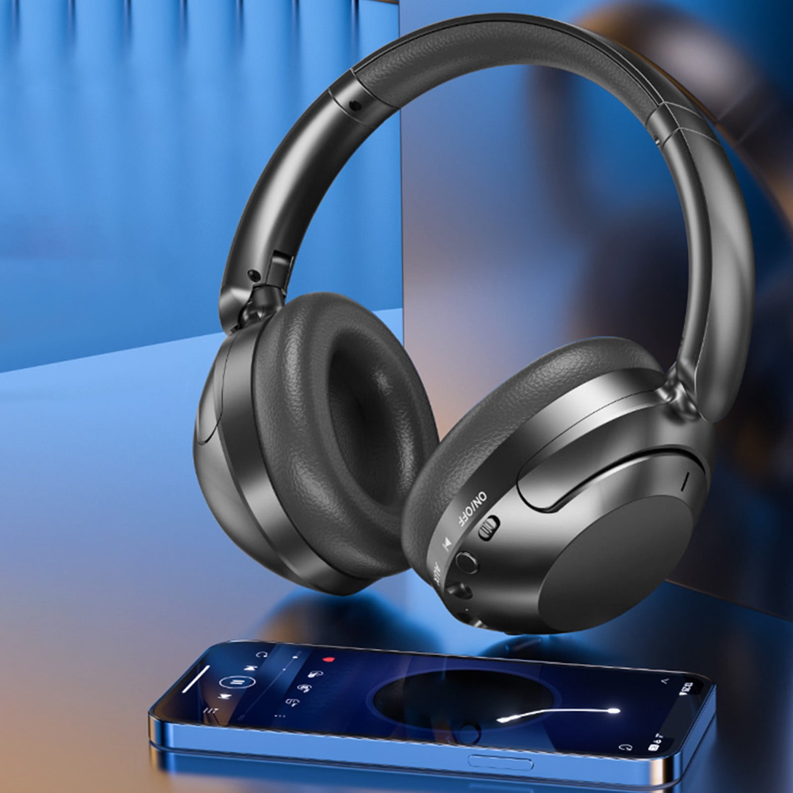 Wireless Headsets with Microphone, 45+ Playtime PC Bluetooth Headset and Multipoint Connect to Laptop Computer and Mobile, Wired or Wireless Headphones (1 Pack),Black
