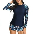thumbnail image 6 of GEWSEY Women's Long Sleeves Rash Guard - 2 Piece Swimsuits with Built in Bra Swim Shirt and Shorts with Pockets (Dark Blue, XL), 6 of 8