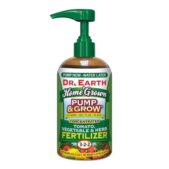 Dr. Earth Pump & Grow Home Grown Tomato, Vegetable & Herb Liquid Fertilizer 3-2-2, 8 oz.