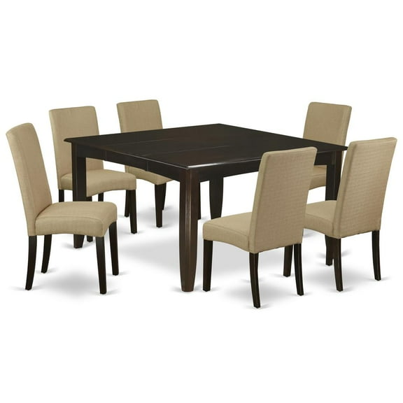 East West Furniture Dining Room Set Cappuccino, PFDR7-CAP-03