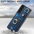thumbnail image 4 of Allytech Wallet Case for Samsung Galaxy S22 Plus, Support Car Mount, Luxury PU Leather Shockproof Anti-Fall 360° Finger Ring Stand Rotatable Kickstand Case with Magnetic Snap & Card Slots - Blue, 4 of 8