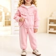 thumbnail image 6 of AKOEE Girls Clothes Sets 2 Piece Ruffled Lace Trim Long Sleeve Zip Hoodie Jacket and Jogger Pants Tracksuits (3-4 Years, Pink), 6 of 7