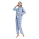 thumbnail image 4 of GLOBAL Conjuntos de Pijamas de Algodón para Mujer, Ropa de Dormir de Manga Larga con Botones, Ropa de Dormir Cómoda, Conjunto de Pijama Suave Azul Blanco Magnolia S, 4 of 6