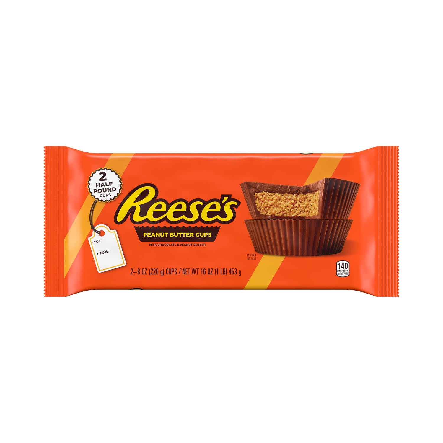 Reese's Milk Chocolate Peanut Butter Cups Candy, Pack 8 oz, 2 Pieces