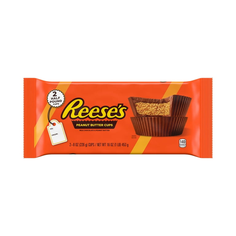 Reese's Milk Chocolate Peanut Butter Half-Pound Cups Christmas Candy, Pack 16 oz, 2 Count