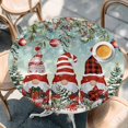 thumbnail image 2 of Turquoise Christmas Round Tablecloth, Fitted Table Cover with Elastic for 36"-44" Round Tables, Gnomes Xmas Tree Poinsettia Eucalyptus Table Cloth Outdoor Indoor Dinning Party Waterproof Tablecloths, 2 of 7