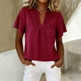 thumbnail image 4 of Bosfbaoi Women's Summer Tunic Tops, Loose Fit Double Ruffle Sleeve V Neck Blouse, Cute Dressy Casual Shirts for Work, Vacation, Daily Wear, 4 of 9