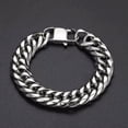 thumbnail image 2 of Heavy Men Bracelet Chain 316L Stainless Steel Curb Cuban Rombo link Bangle 7-11", 2 of 5