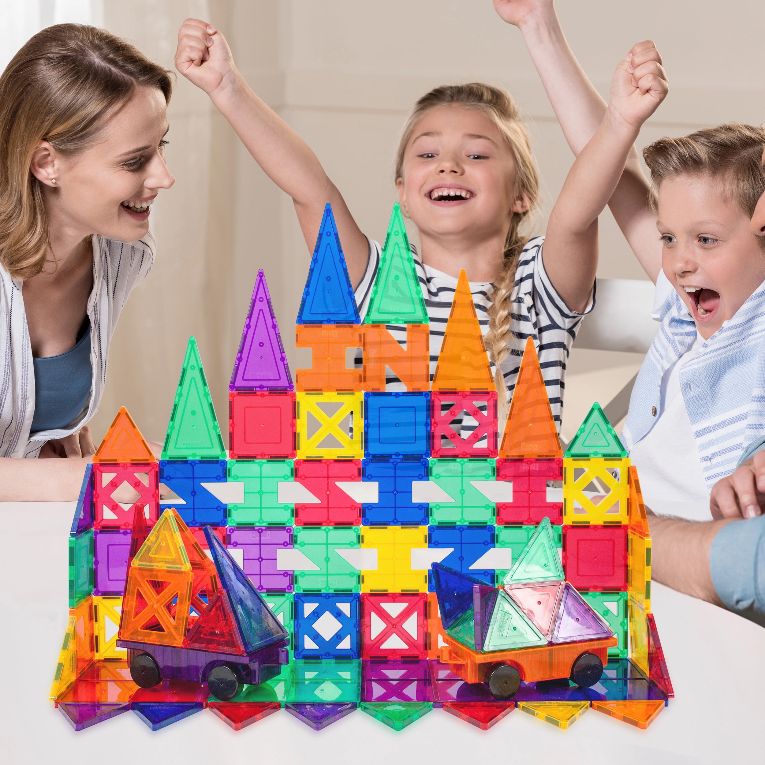 PICASSO-TILES Magnetic Tiles for Kids, 82PCS Construction STEM Building Blocks Educational Toy