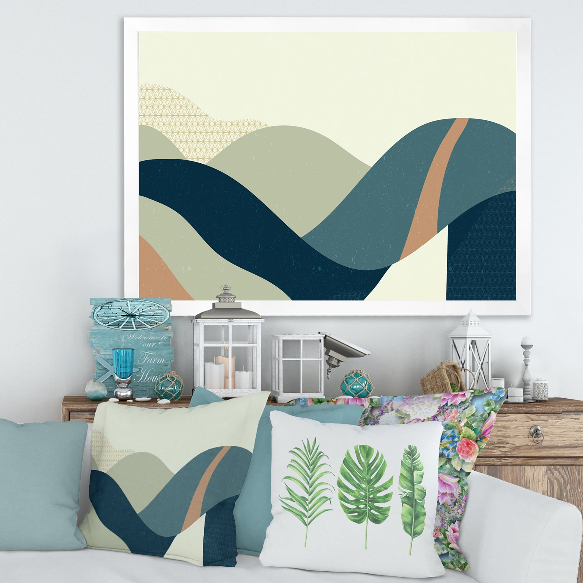 Designart 'Landscape With Hills Abstract Geometric Art' Modern Framed Art Print