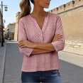 thumbnail image 6 of Womens Eyelet Embroidery Short Sleeve Tops，Womens-Plus-Size-Summer-Tops Roll Short Sleeve Trendy Blouses Casual Blouses Blouse Outfits Beach Vacation Clothes Solid Color, 6 of 9