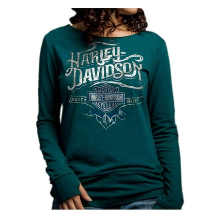 Chrome Clothing Retail Harley-Davidson Women's Powerful Chrome Soul Long Sleeve Shirt, Green 5V32-HD05, Harley Davidson ()