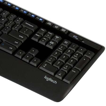 Logitech - MK345 Wireless Ergonomic Membrane Keyboard and Mouse Bundle for PC - Black/blue