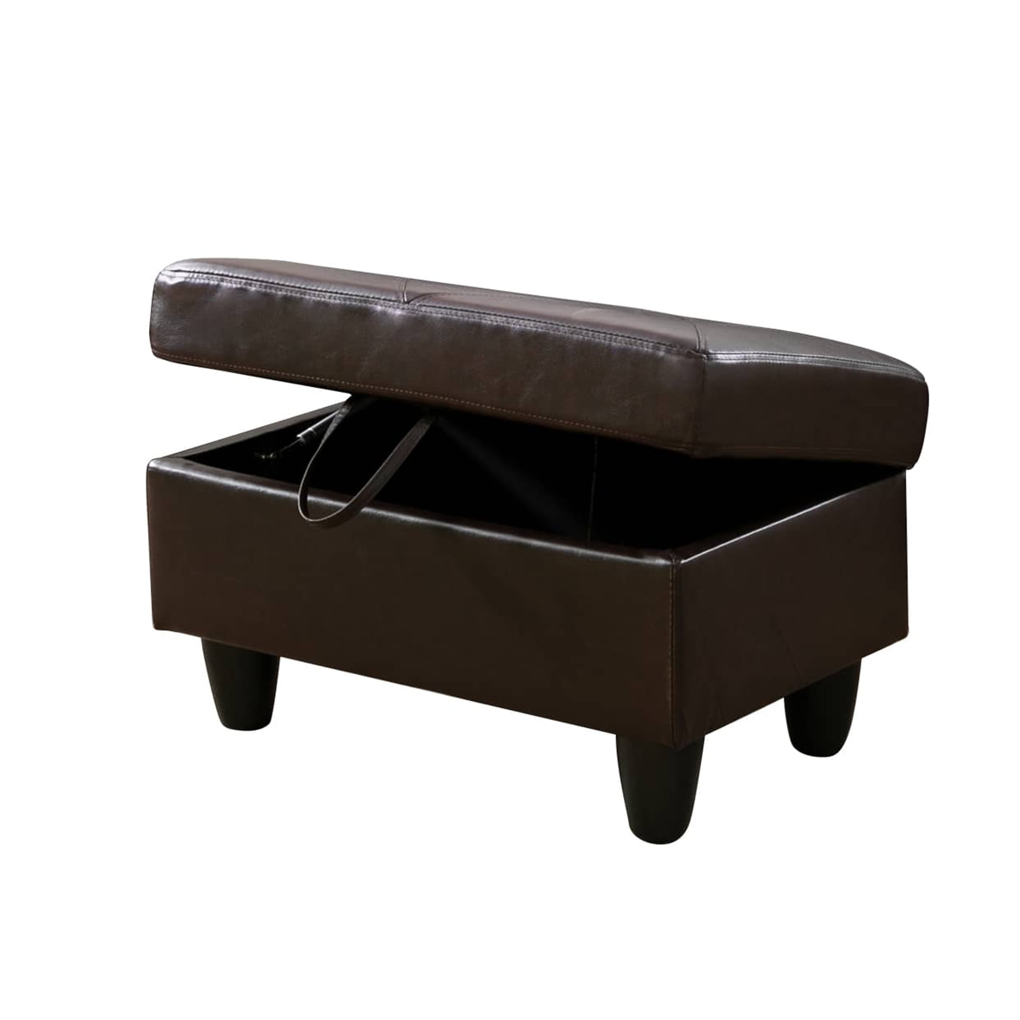 Aukfa 29" Storage Ottoman Bench for Sectional Sofa for Home Office, Lift Top , Leather, Brown