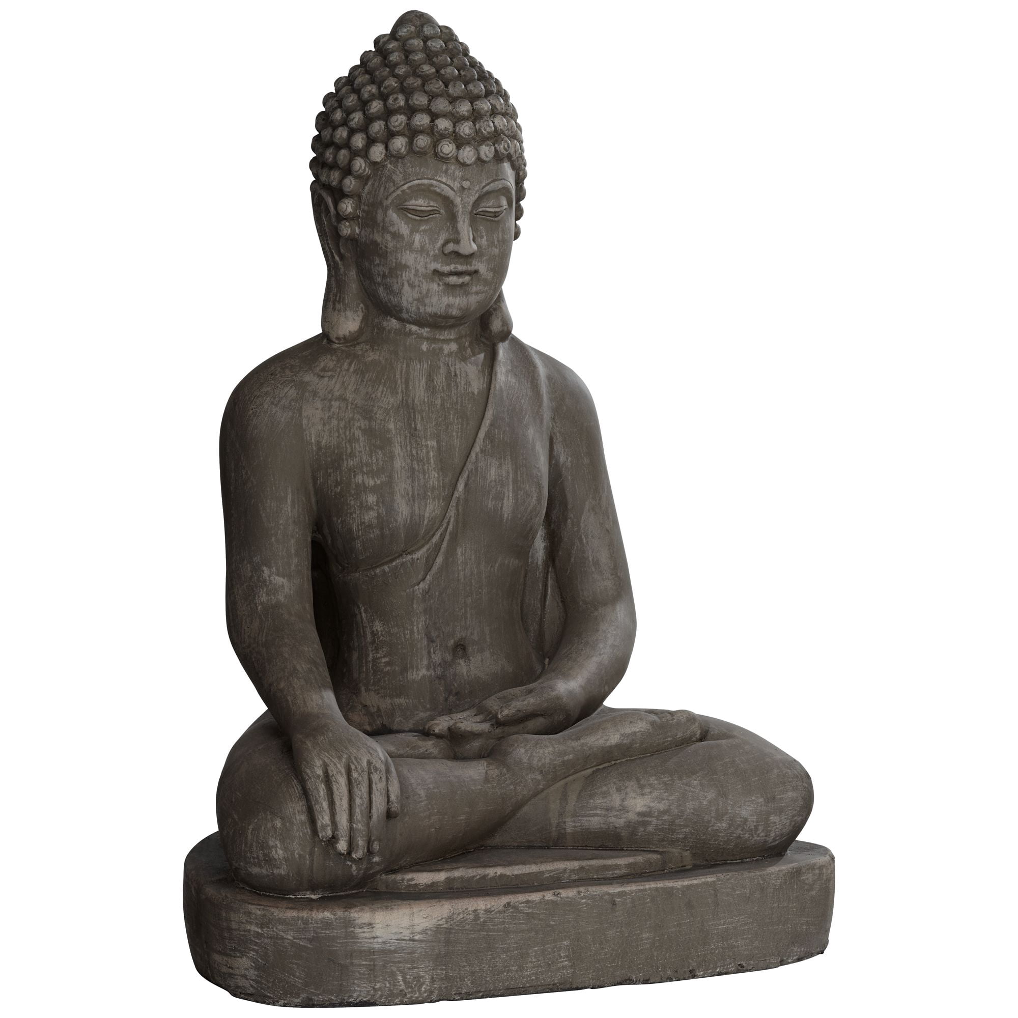 John Timberland Sitting Buddha Statue Sculpture Zen Asian Decor Outdoor Garden Front Porch Light Sandstone Finish 29 1/2" Tall