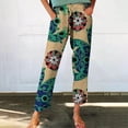 thumbnail image 2 of yunLCZ Women's Wide Leg Pants Boho Women's Linen Pants With Petite Summer Beachwear Lightweight Elastic Waist Pants Business Work Casual Pants, 2 of 4