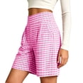 thumbnail image 5 of Yutgune Womens Bermuda Shorts High Waisted Elastic Back Wide Leg Plaid Summer Shorts with Pockets, 5 of 6